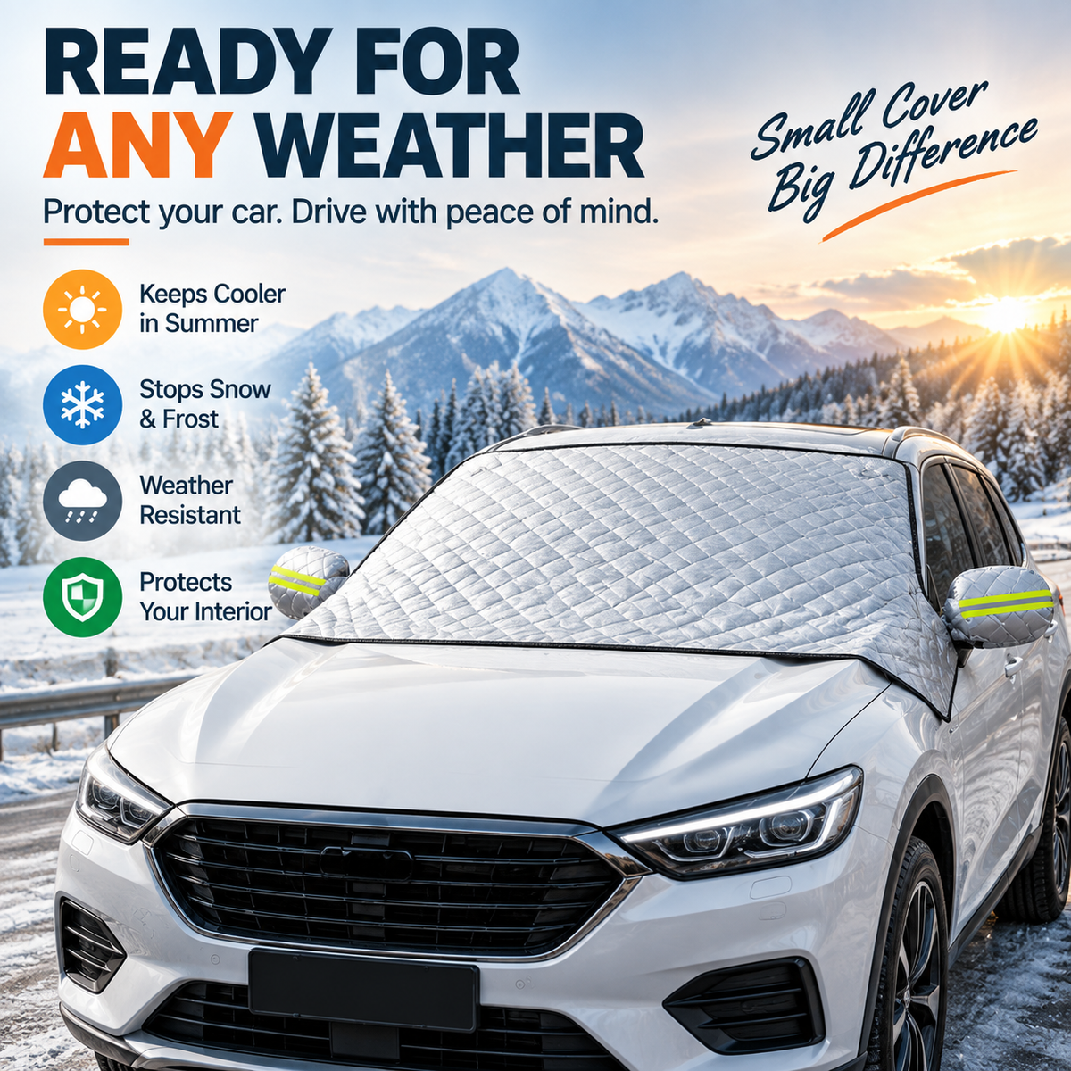 Magnetic Windshield Cover All-Season Sun, Snow & Frost Protector for Cars, SUVs & Trucks
