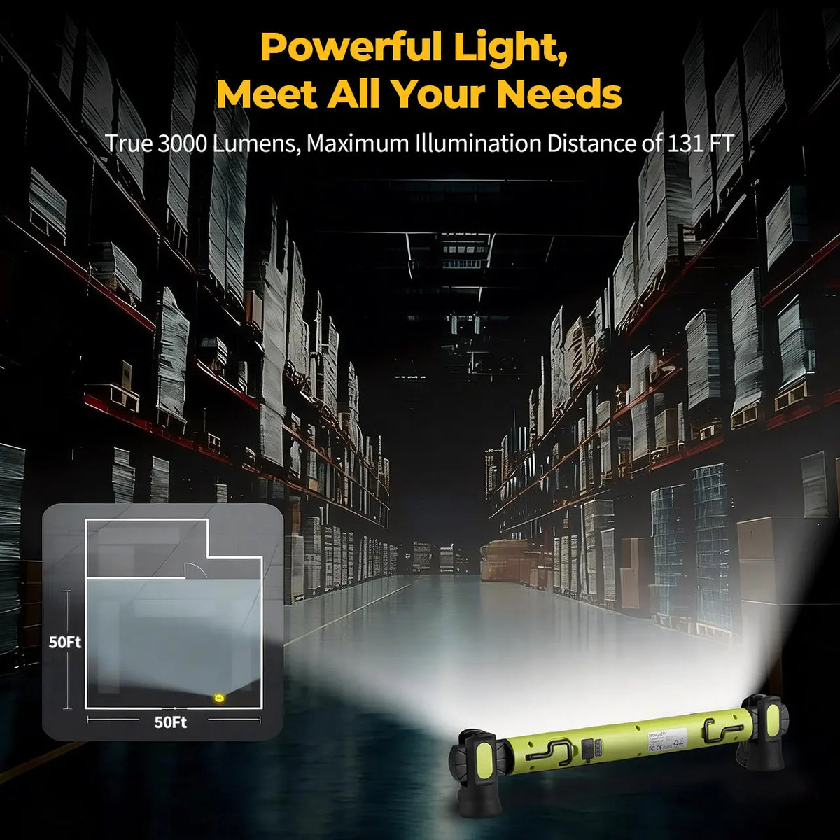 3000LM Cordless Under Hood Work Light Bar for Car Repair & Garage Use