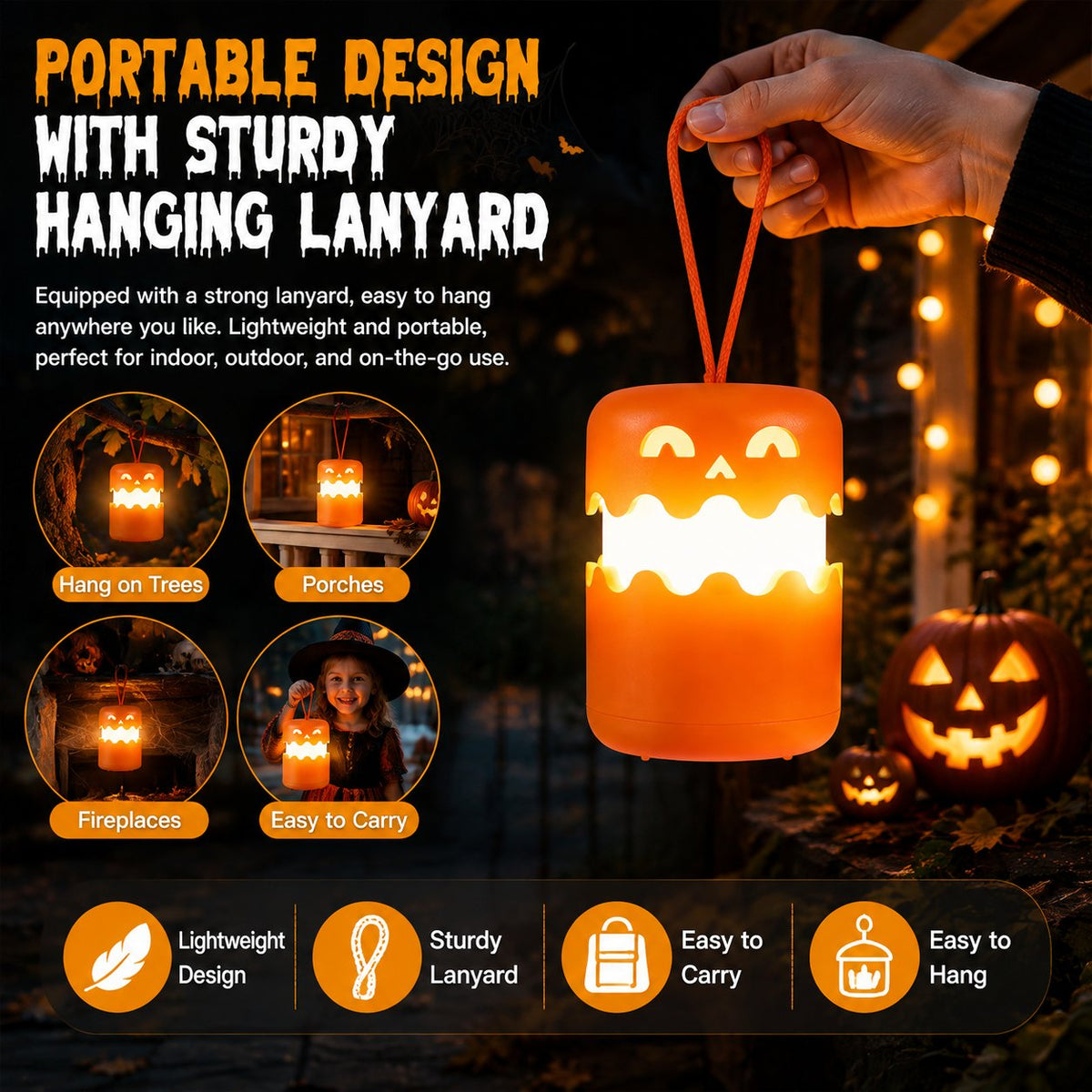 Rechargeable Halloween Pumpkin Lantern Light Collapsible Jack O Lantern