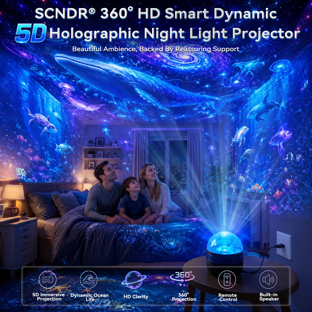360 Smart Holographic Starry Sky Projector (HD Smart Dynamic 5D)