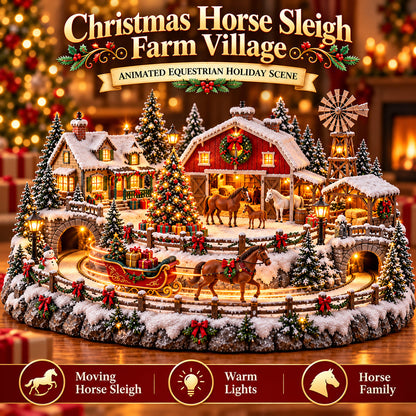 Highland Cow Christmas Farm Village Animated Holiday Scene