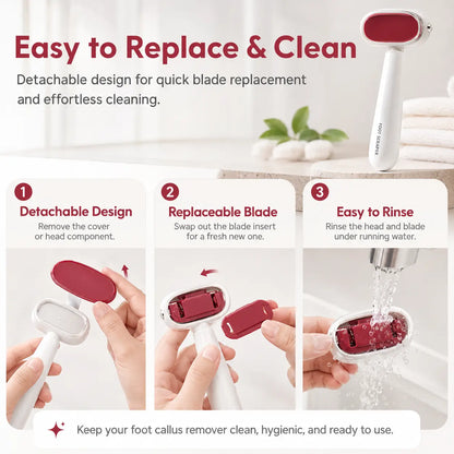 Smooth Heels Fast Dual-Sided Foot Callus Remover with Replaceable Stainless Steel Blade