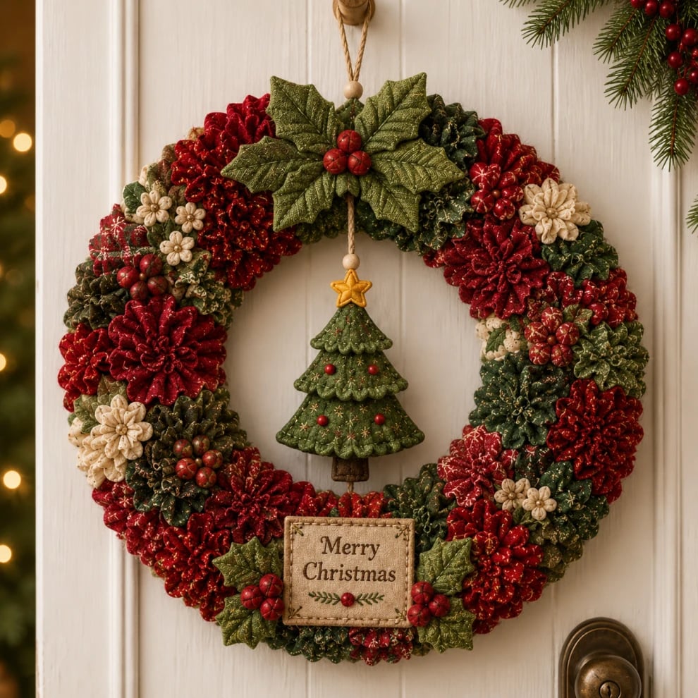 Offer 3D Fabric Poke Christmas Wreath DIY Kit
