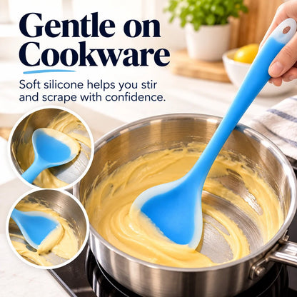 2-in-1 Silicone Scraper Spoon Flexible Edge for Easy Scooping