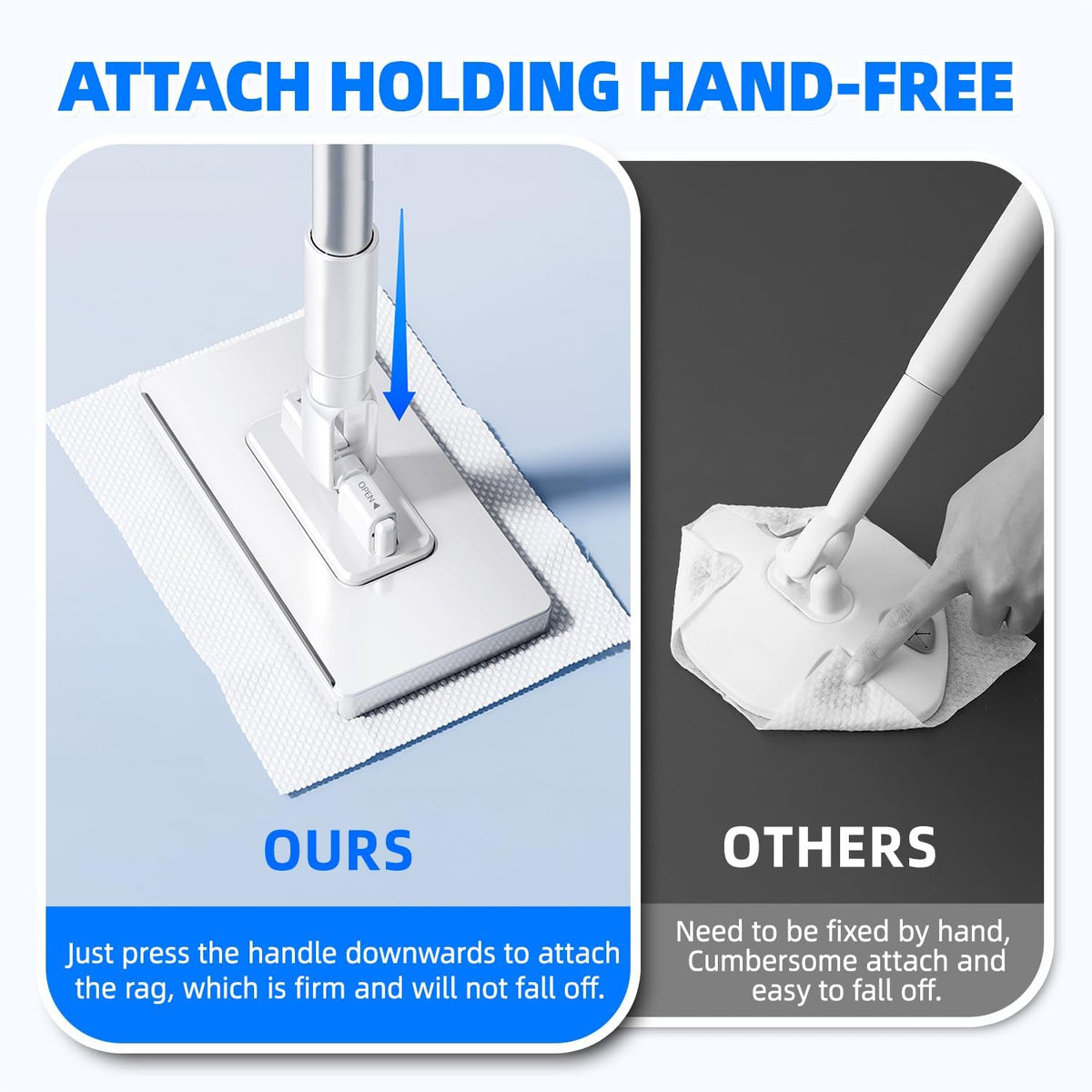 No-wash Mop, Uses Disposable Face Towel, Hands-Free Replacemen