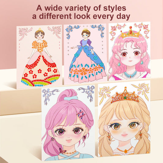 Special Diamond Painting & Princess Book Makeup Craft Kits Foil Art Books Set Play on Paper for Girl Handcraft Easter