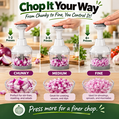Push & Chop Manual Food Chopper Quick Prep for Onions, Garlic, Veggies & More