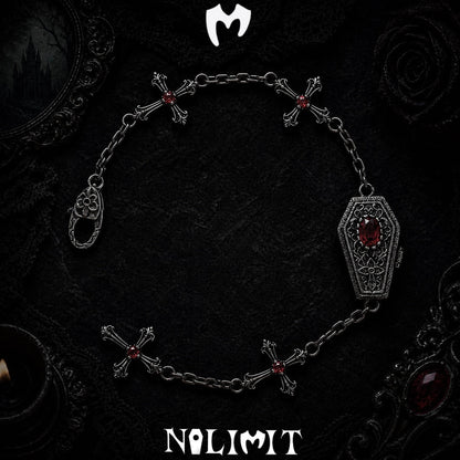 Sterling Silver Gothic Coffin Cross Bracelet