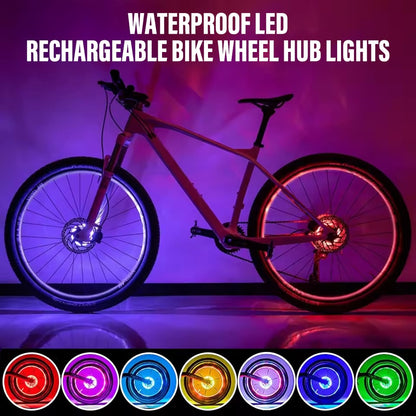 Waterproof LED Rechargeable Bike Wheel Hub Lights