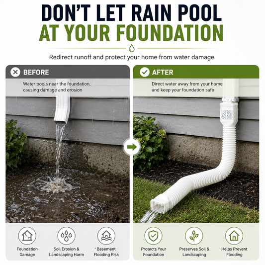 Flexible Rain Gutter Downspout Extension Kit Adjustable 22"-63" Drain Pipe with Leaf Filter for Foundation Protection