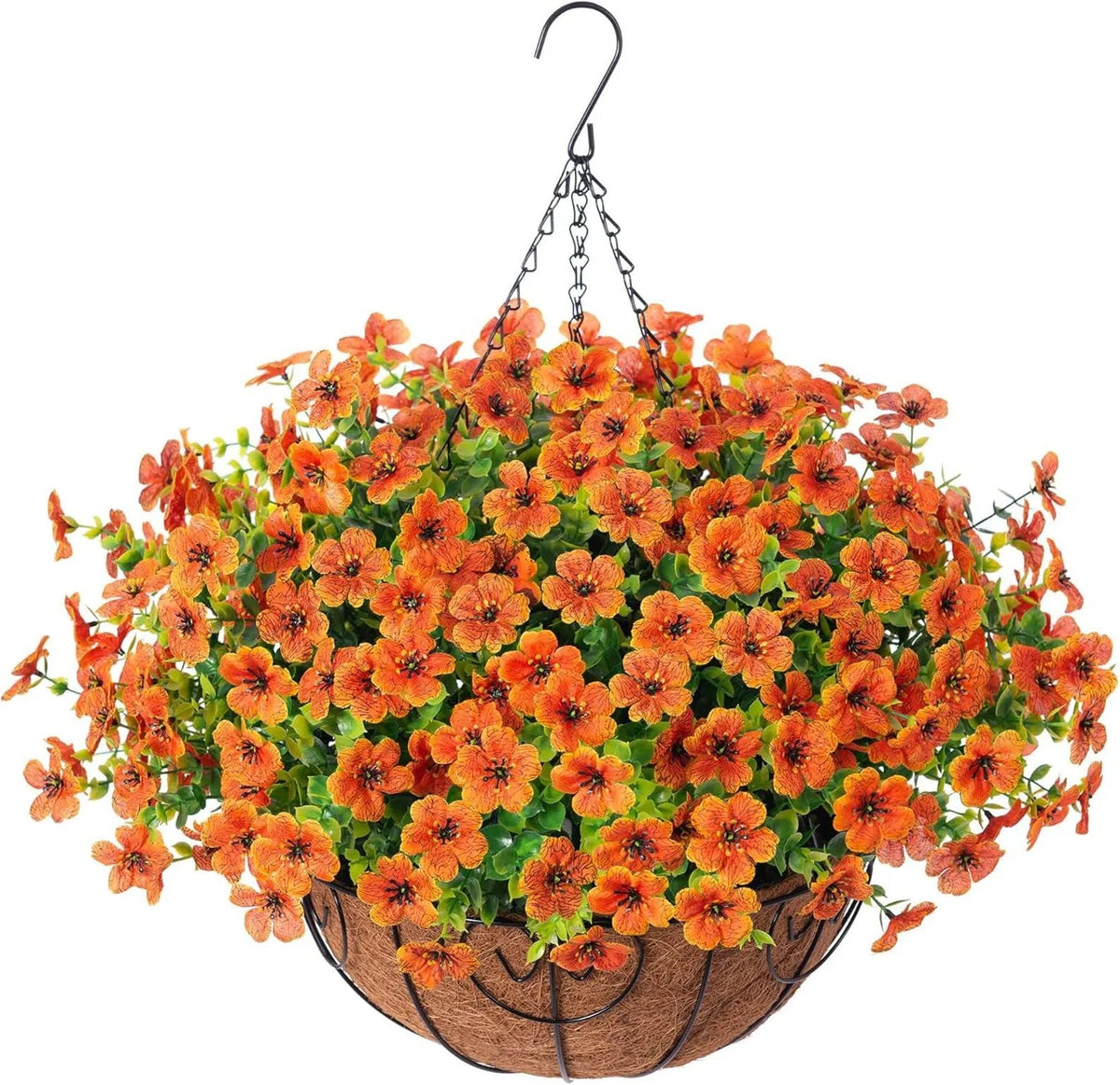 Simulated Hanging Flower Basket No Watering. No Wilting. Just Perfect Blooms