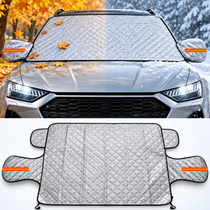 Magnetic Car Windshield Snow Cover 3-Layer Frost & Snow Protector with Side Mirror Covers