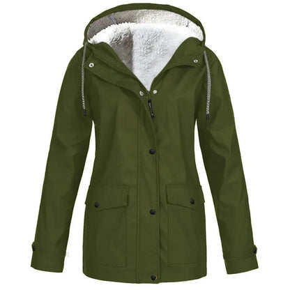 Women's Plush-Lined Windproof Hooded Jacket
