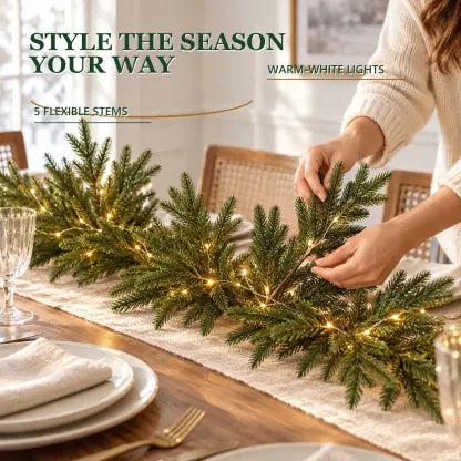 Lighted Norfolk Pine Branches DIY Holiday Greenery Set