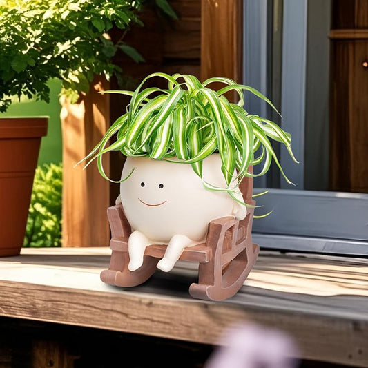 Smiley rocking chair flower pot