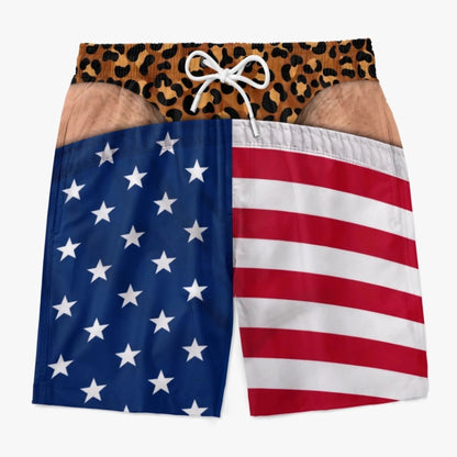 Funny Patriotic Men Swim Trunks - Personalized Birthday Gifts For Husband, Son, Grandson, Brother, Grandpa, Dad