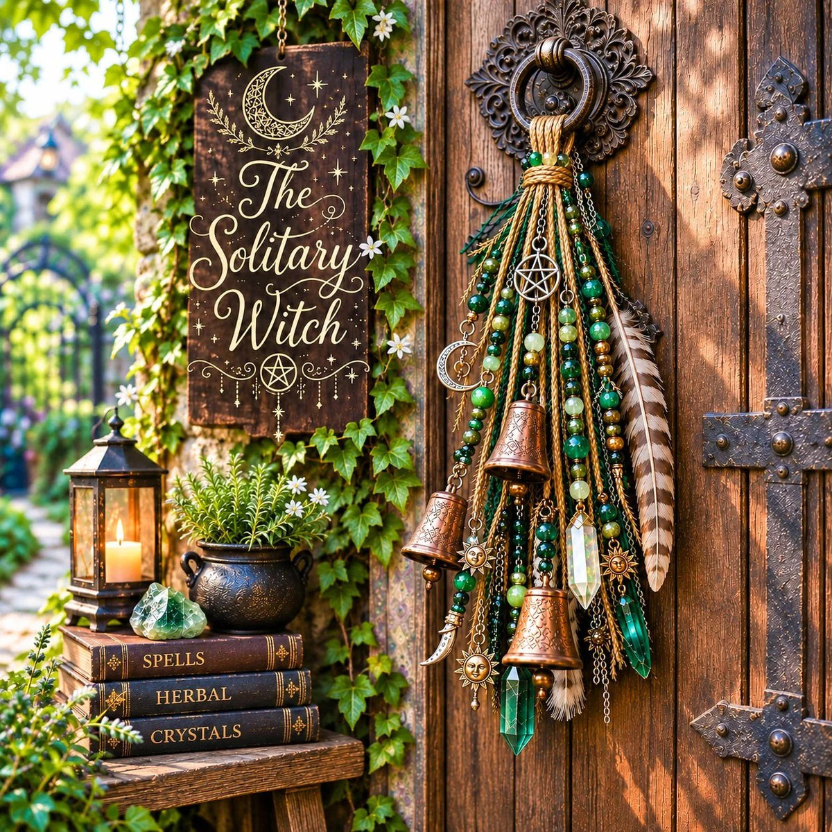Witchy Door Charm | Bells, Crystals & Celestial Hanging Decor