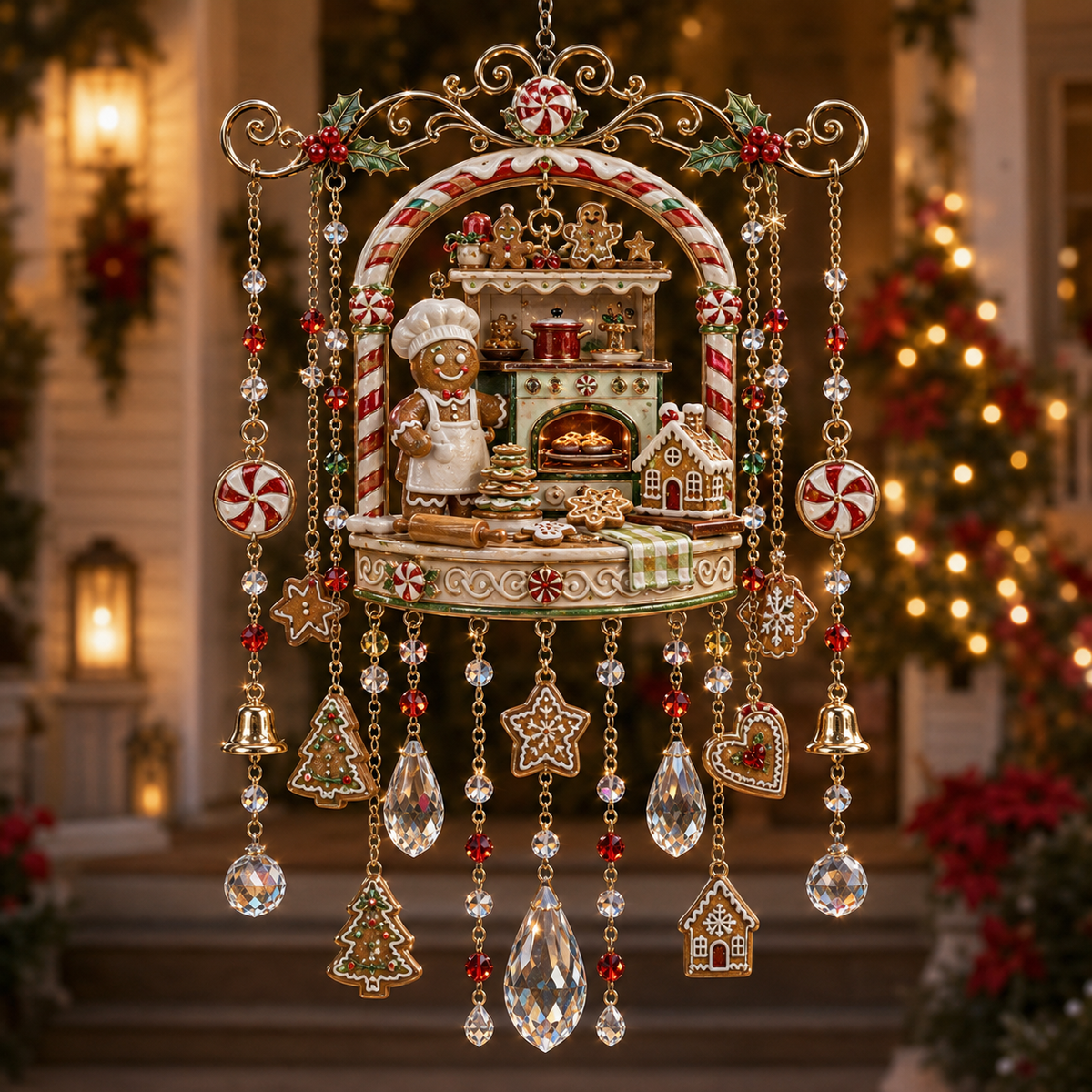 Christmas Crystal Wind Chime for Porch & Garden Decor