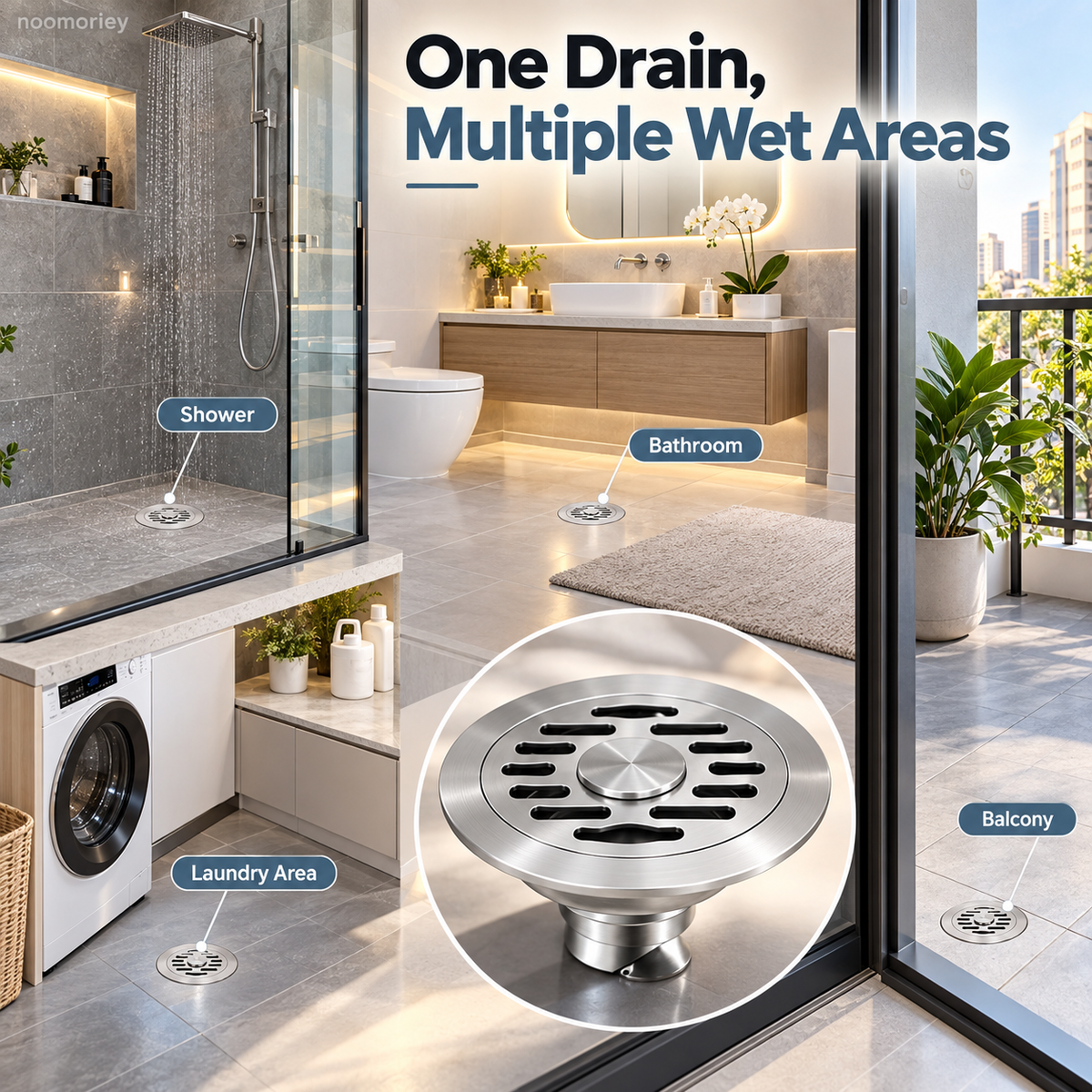 Stainless Steel Floor Drain with Odor-Blocking Core & Fast Drainage