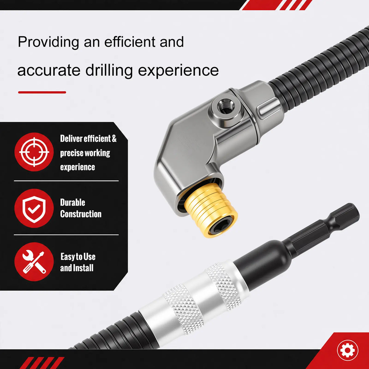 90-Degree Right Angle Drill Attachment, Swivel Corner Drill Adapter Tool for Confined Spaces