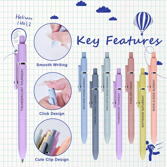 Funny Daily Quote Pens (7-Pack)
