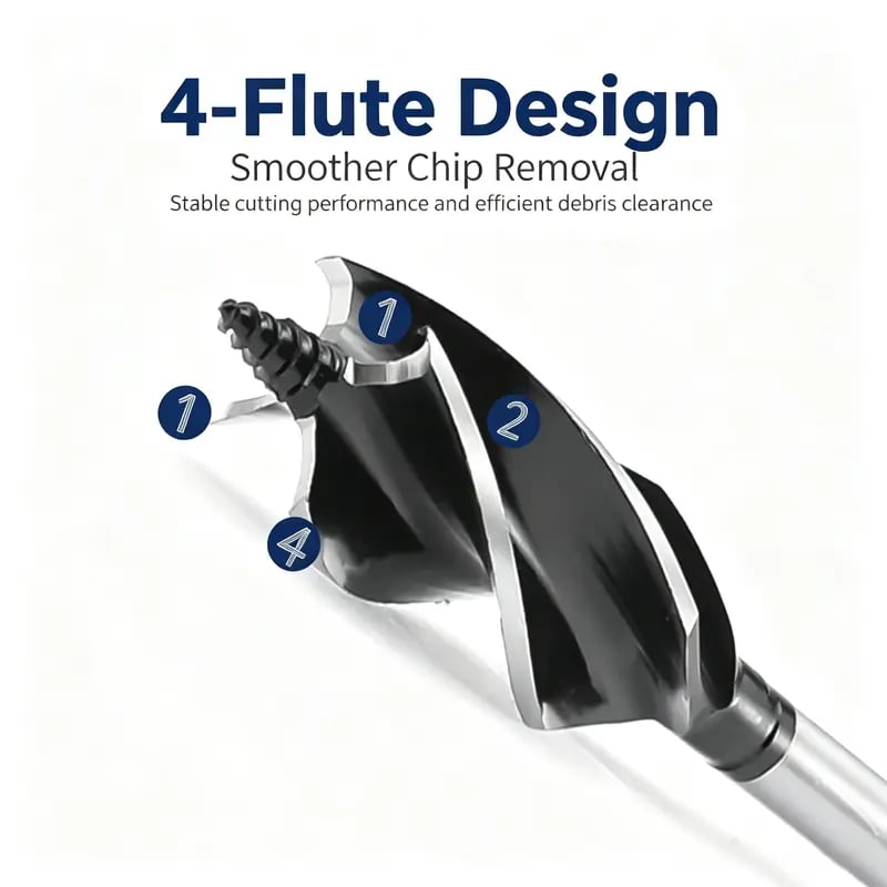 8PCS High Carbon Steel Wood Drill Bits Set, 4-Flute Hex Shank Wood Boring Bits 10-25mm for Timber Plastic Drilling