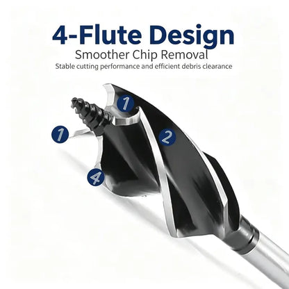 8PCS High Carbon Steel Wood Drill Bits Set, 4-Flute Hex Shank Wood Boring Bits 10-25mm for Timber Plastic Drilling