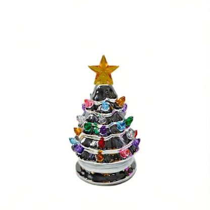 Mini 4.5-inch retro LED ceramic Christmas tree (lighted) suitable for holiday decor or as a gift