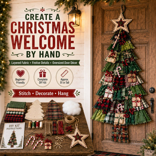 Beginner-Friendly DIY Oversized Patchwork Christmas Tree Door Hanging Kit
