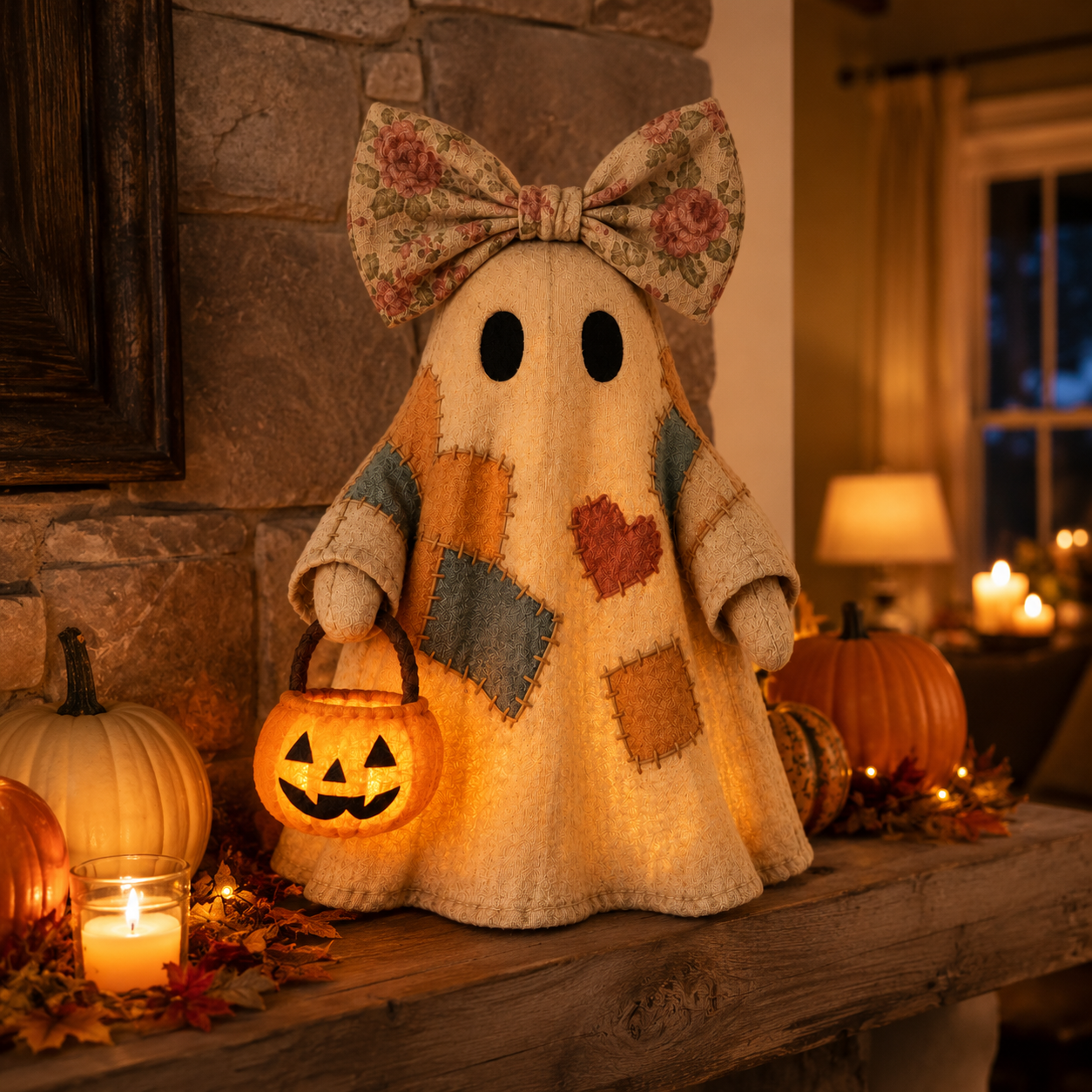 LED Pumpkin Ghost Lantern