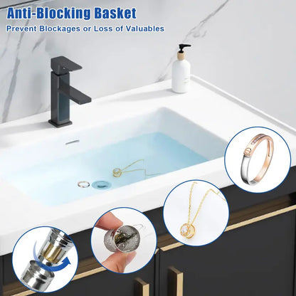 DrainGuard 2-in-1 Pop-Up Sink Stopper & Stainless Steel Hair Catcher