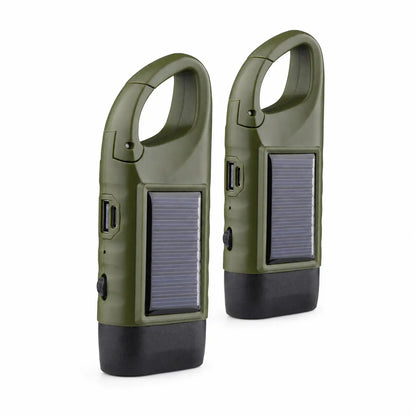 Solar Hand Crank Emergency Flashlights USB-C Rechargeable Outdoor Lights
