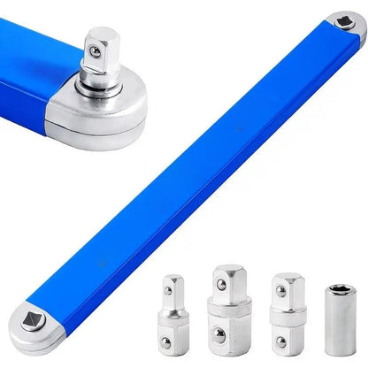 Impact-Ready Offset Extension Wrench Multi-Drive Adapter Tool for Tight Repair Spaces