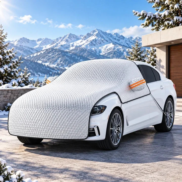 Upgrade 6-Layer Half-Car Protective Cover Snow, Frost, UV & Wind Protection