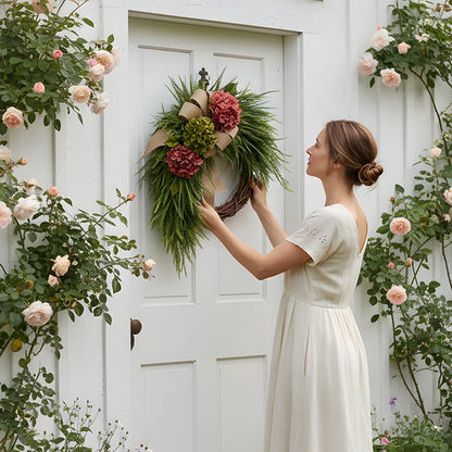 Handcrafted Rustic Hydrangea Wreath Cozy & Inviting Decor