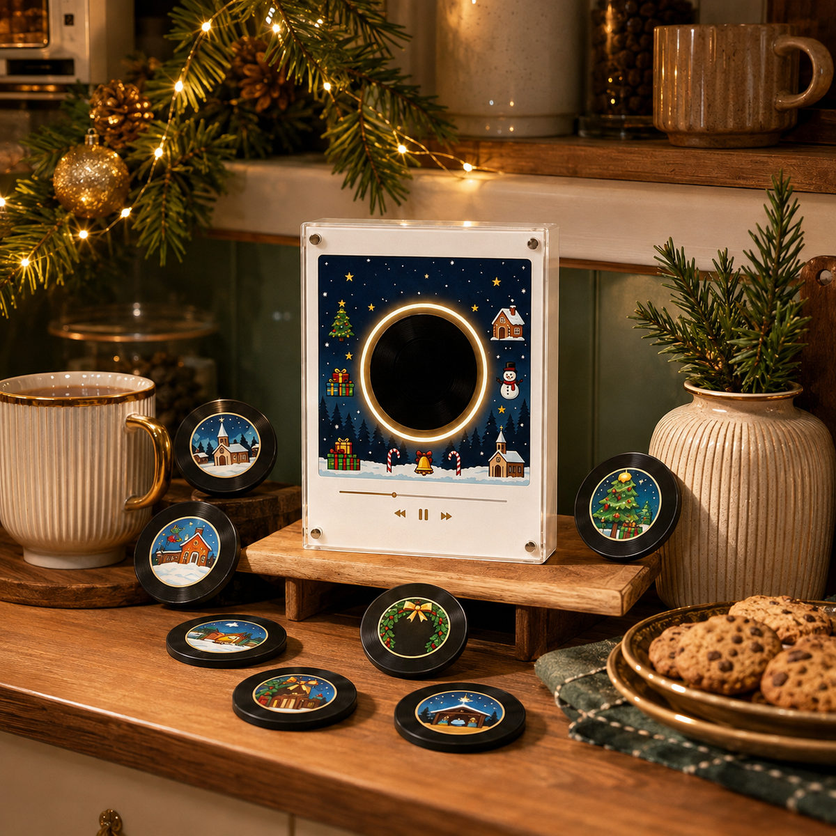 Jingle Vinyl Christmas Magnetic Music Player Set