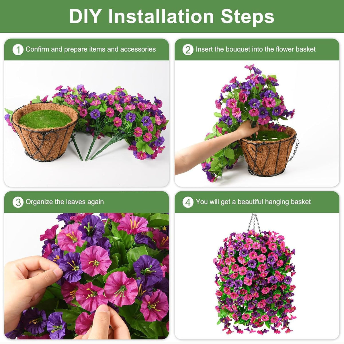 UV Resistant Hanging Artificial Morning Glory Vine