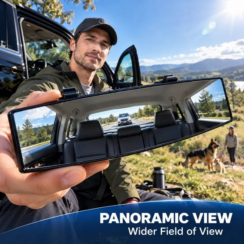 HD Convex Panoramic Rearview Mirror, Clip-On Car Interior Mirror