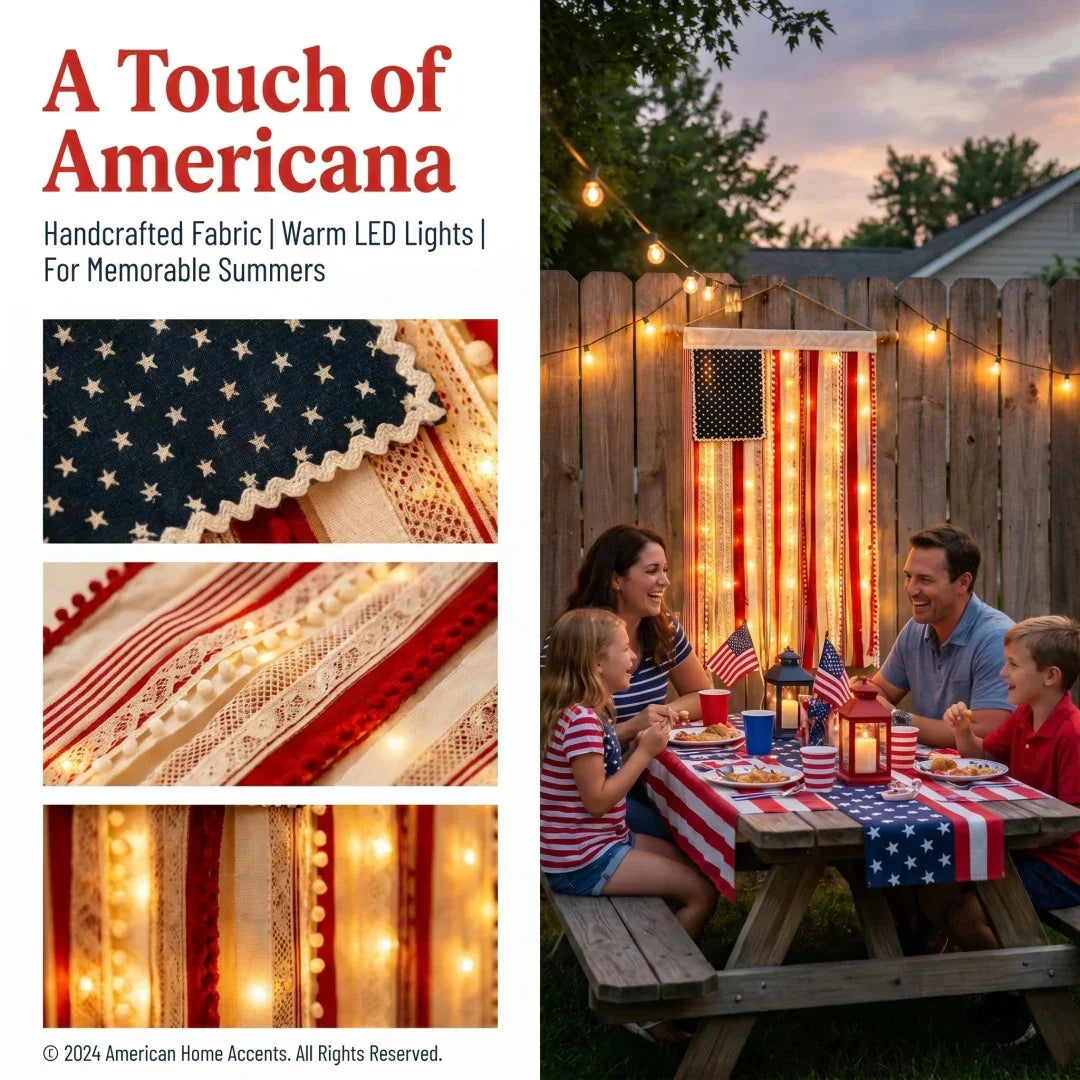 Lighted American Flag Banner