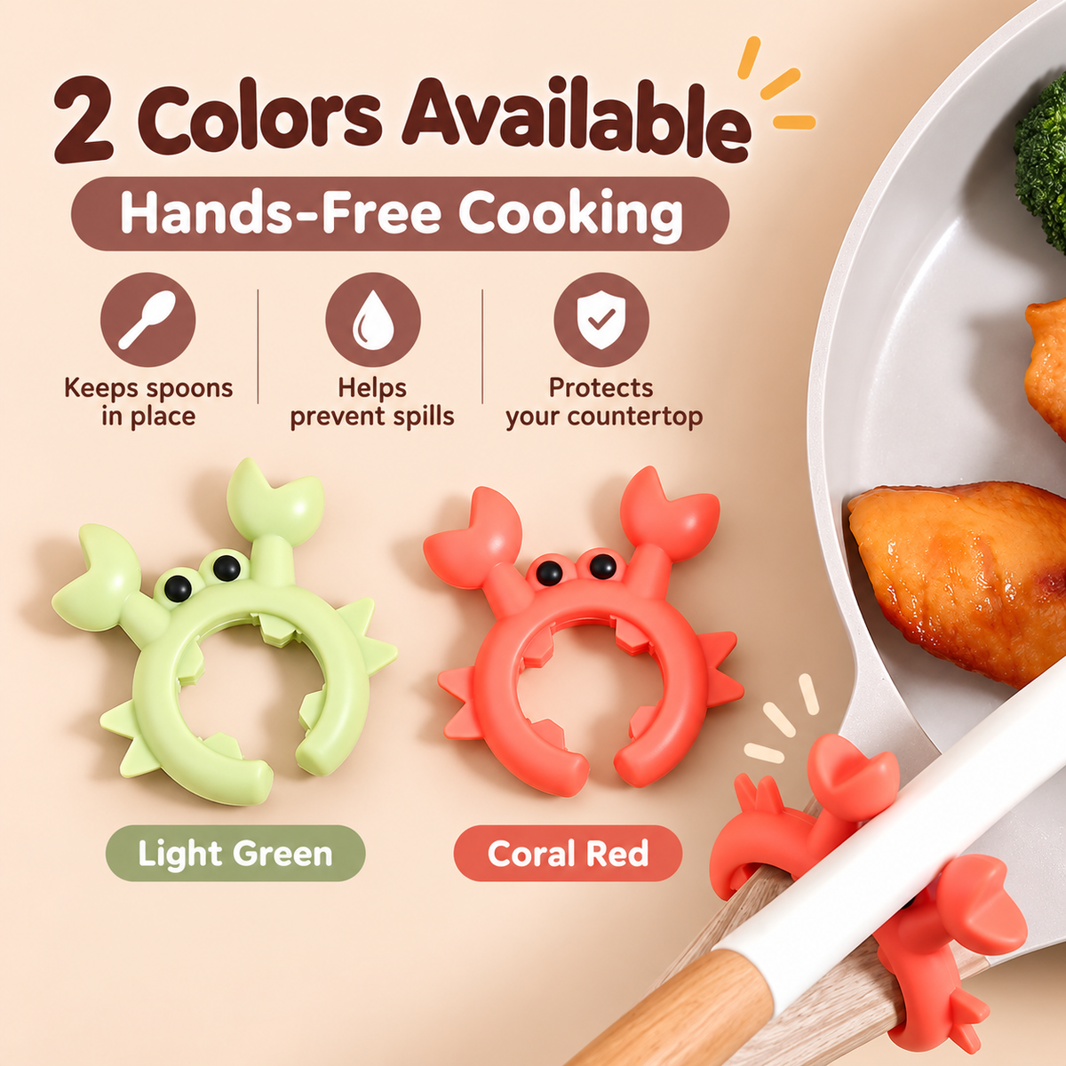 Cute Crab Silicone Utensil Holder and Pot Lid Lifter