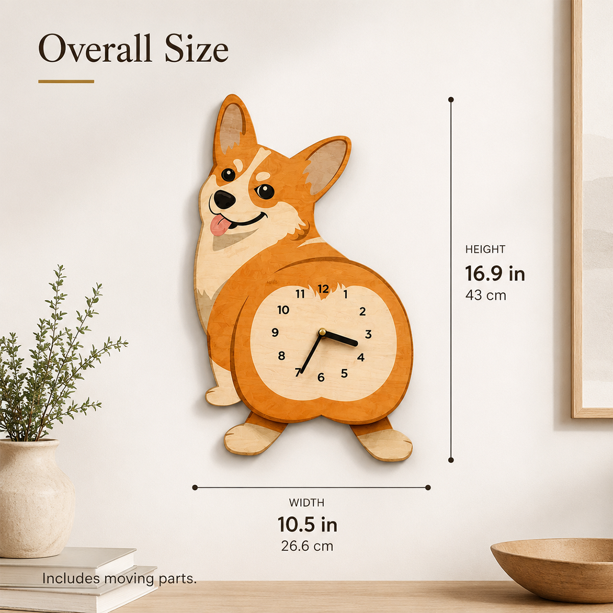 Arrival Swing Tail Dachshund Wooden Wall Clock