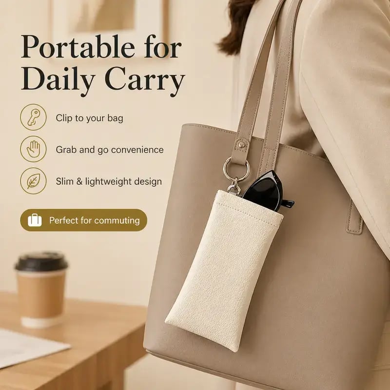 Elastic Opening PU Leather Sunglasses Pouch Soft Portable Anti Scratch Eyeglasses Storage Protective Bag