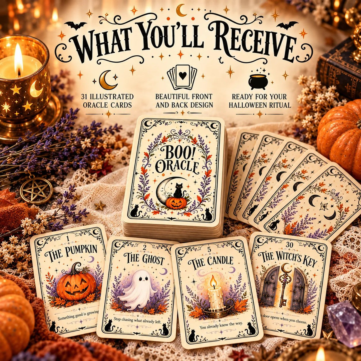 31 Nights of Halloween Oracle Deck | 31 Daily Spooky Messages for October