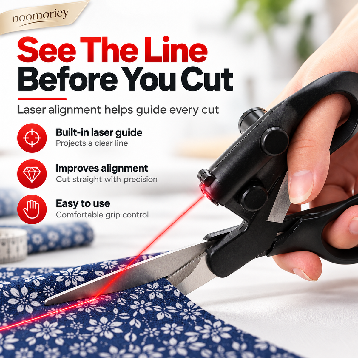 Laser Guided Sewing Scissors Multi-Purpose Scissors with Infrared Cutting Guide