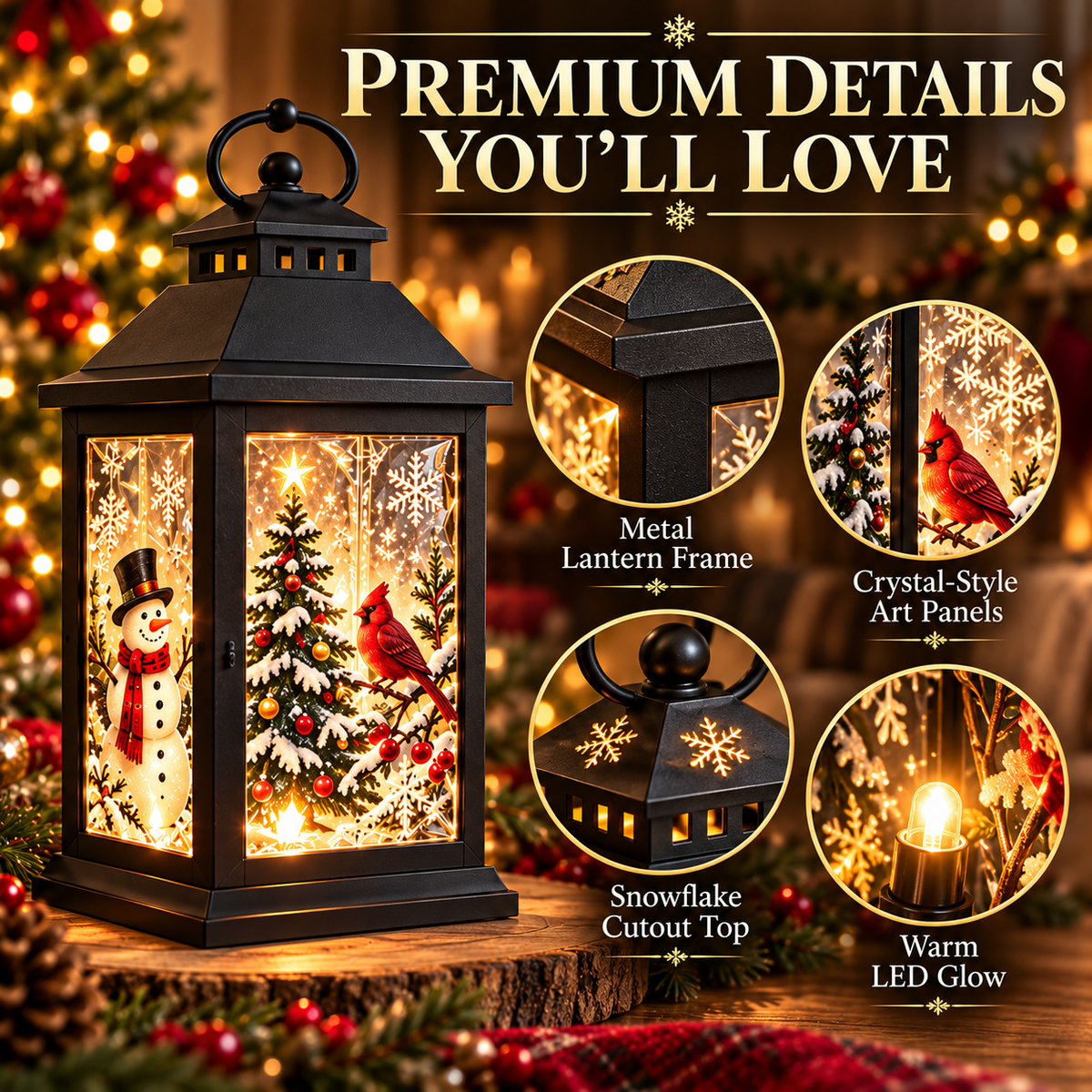Interchangeable Crystal Lantern Light-Up Holiday D cor