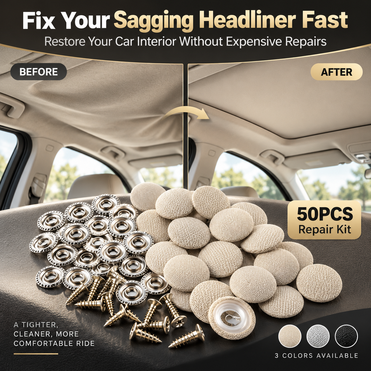 DIY CAR HEADLINER REPAIR KIT | Fix Loose Roof Liner Without Full Upholstery Replacement 50 Pack