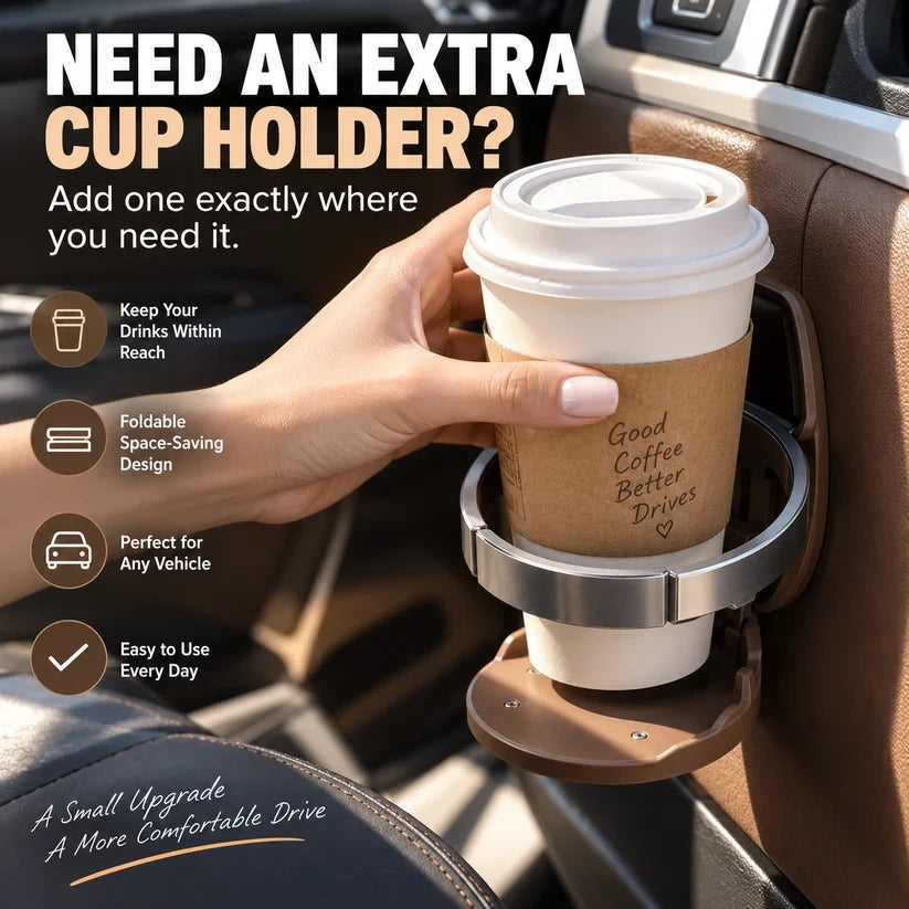 Foldable Car Cup Holder for Extra Drink Space Anytime