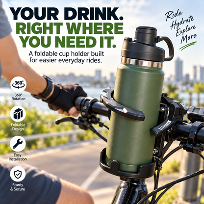 Foldable 360 Rotating Bike Cup Holder Adjustable Space-Saving Drink Mount