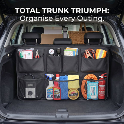 Car Trunk Organizer Hanging Storage with 8 Pockets for SUVs & Trucks