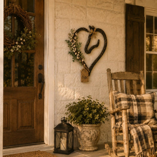 Rustic Horse Heart Wall Decor with Greenery Farmhouse Equestrian Home Accent
